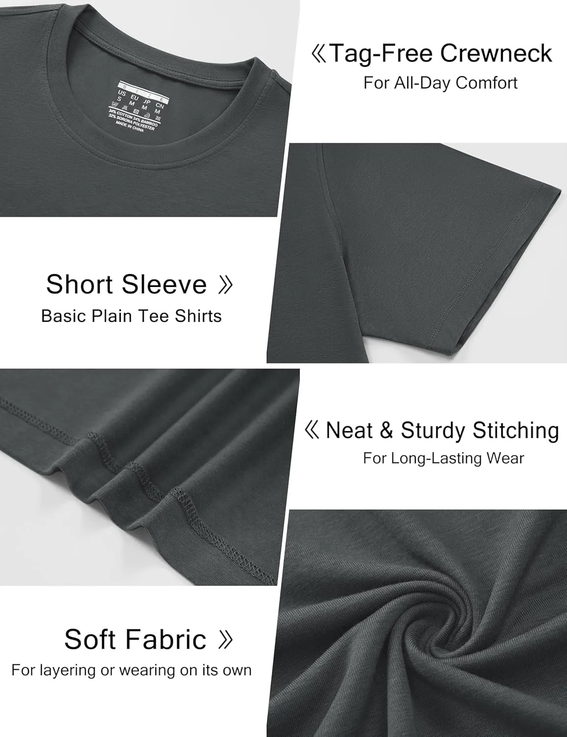 Cotrasen Mens T-Shirts Short Sleeve Cotton UPF 50  Lightweight Moisture Wicking Cooling Casual Crew Neck Basic Tee Shirts