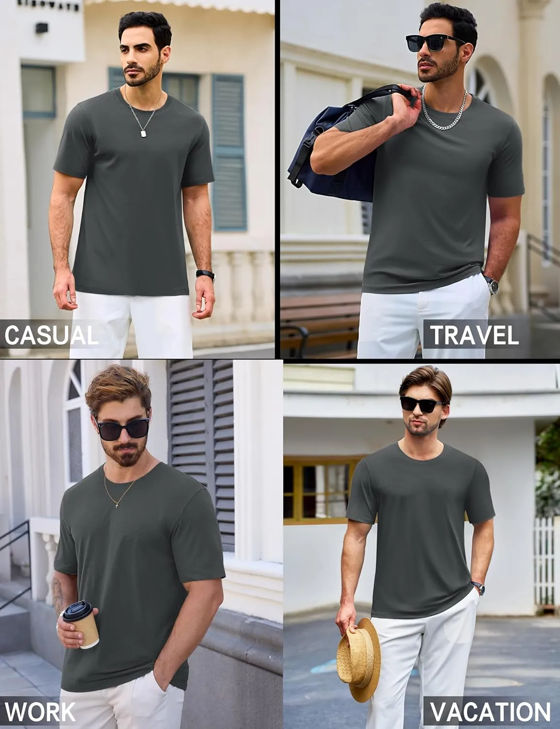 Cotrasen Mens T-Shirts Short Sleeve Cotton UPF 50  Lightweight Moisture Wicking Cooling Casual Crew Neck Basic Tee Shirts