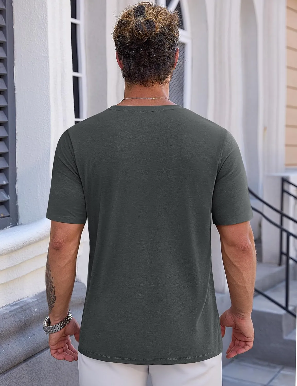 Cotrasen Mens T-Shirts Short Sleeve Cotton UPF 50  Lightweight Moisture Wicking Cooling Casual Crew Neck Basic Tee Shirts