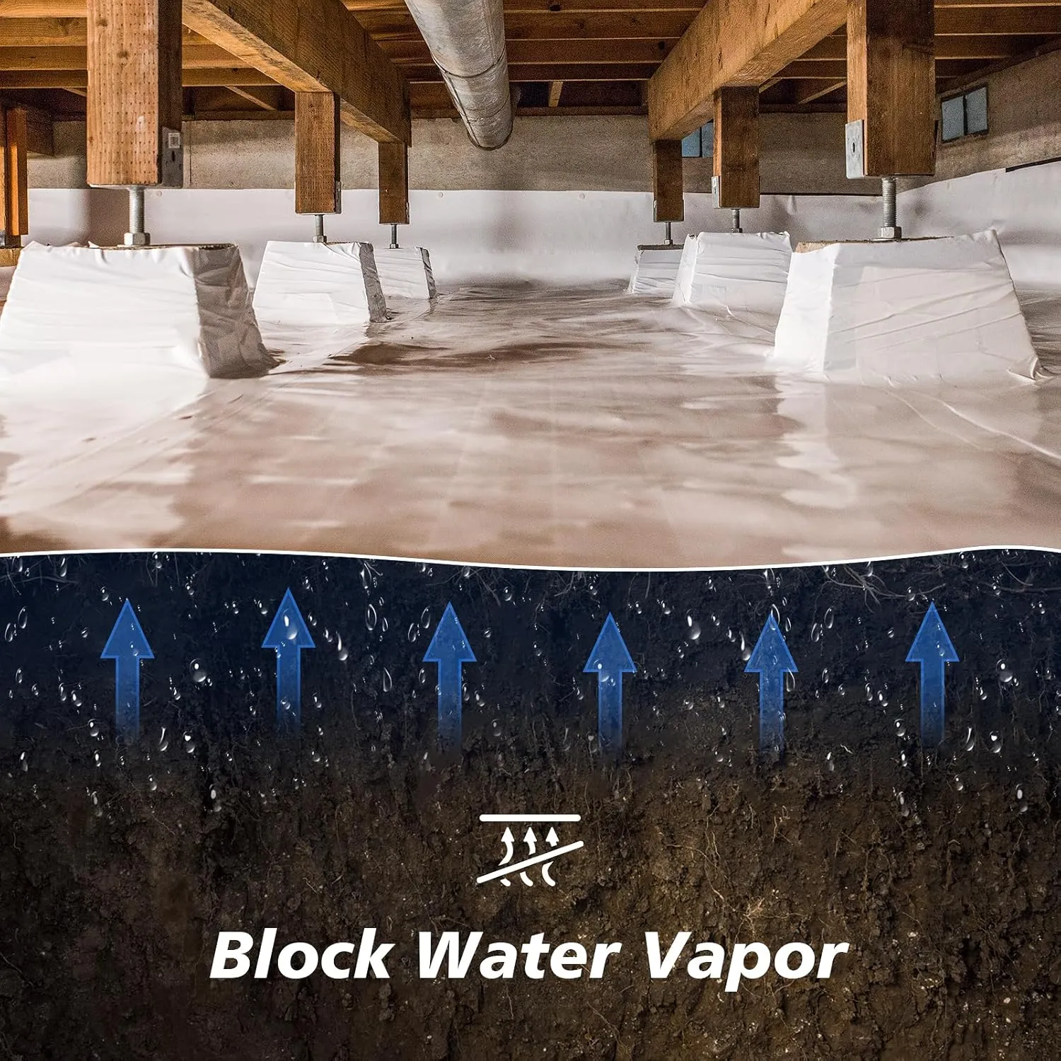 Crawl Space Vapor Barrier - 12 mil (10' x 100'), Heavy Duty Plastic sheeting, Concrete Vapor Barrier Covering for Crawlspace Encapsulation kit, Thick Polyethylene Film, Black and White Panda Film