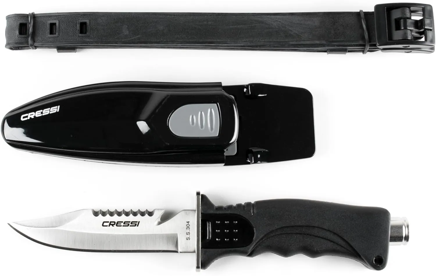 Cressi Skorpion, Tempered Stainless Steel Blade Knife ideal for Diving and Spearfishing - Pointed & Blunt Tip