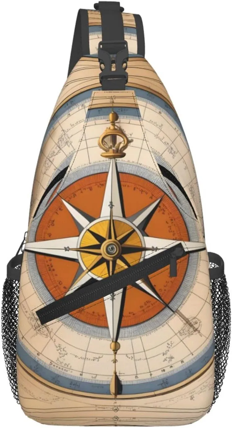 Cross Chest Bag Diagonally - Quality, Durable, and Spacious Shoulder Bag for Men and Women Law of the Compass sea Prints
