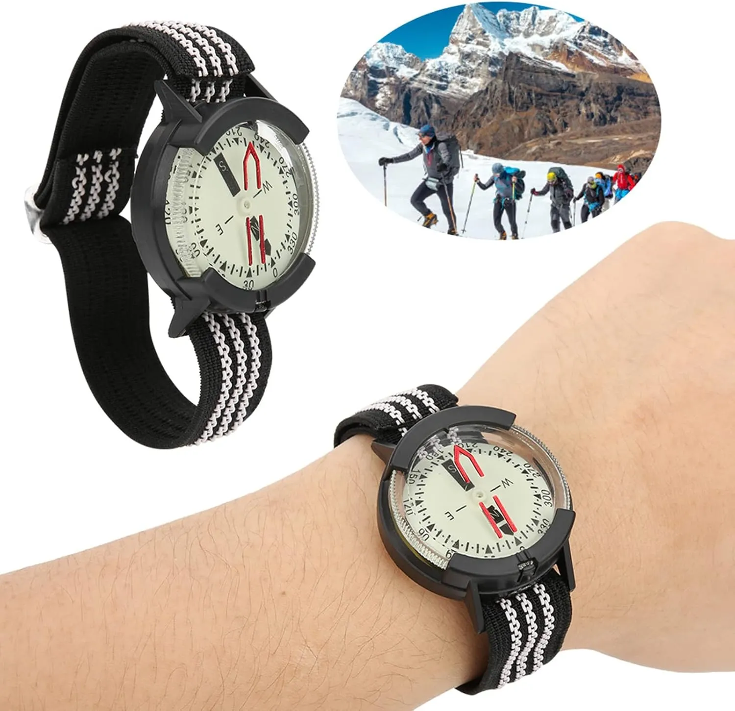 CSCDD Outdoor Camping Compass Watch Waterproof Compass Luminous Adjustable Dial Watch Diving Underwater Compass