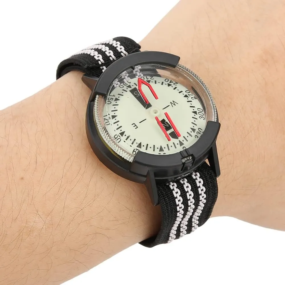 CSCDD Outdoor Camping Compass Watch Waterproof Compass Luminous Adjustable Dial Watch Diving Underwater Compass