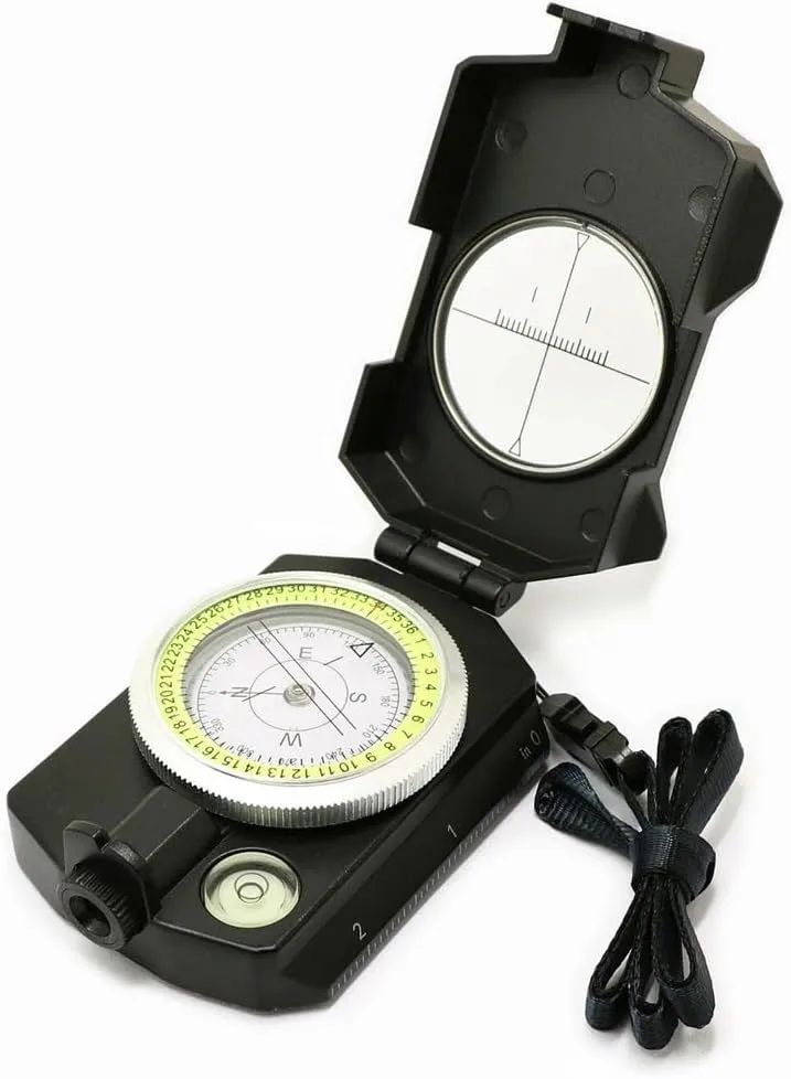 CSCDD Outdoor Zinc Alloy American Compass Luminous Metal Multifunctional Strip Slope Measurement Compass