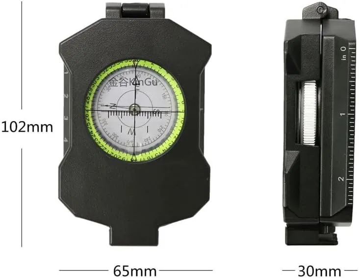 CSCDD Outdoor Zinc Alloy American Compass Luminous Metal Multifunctional Strip Slope Measurement Compass