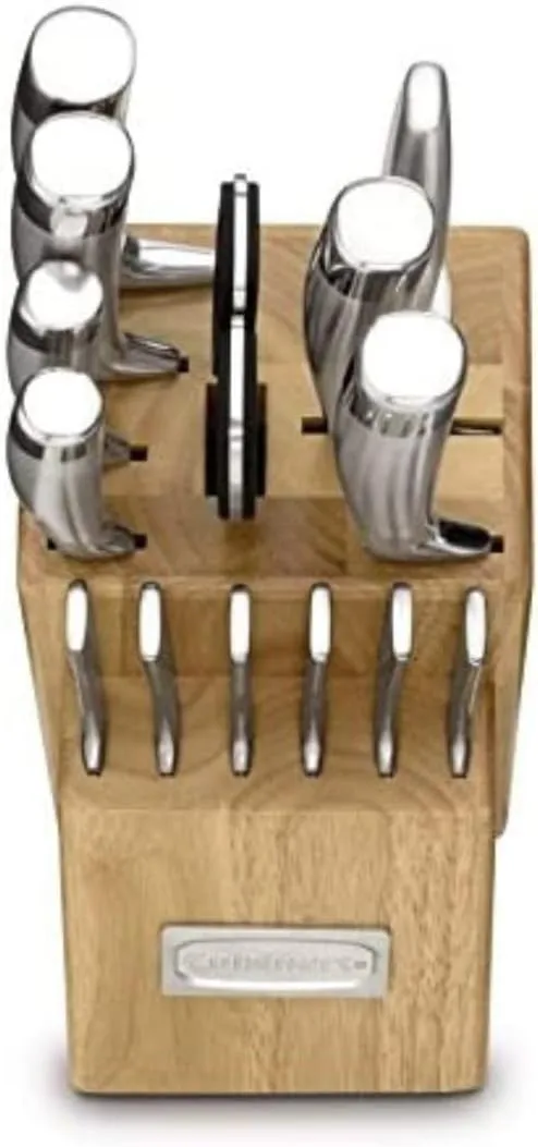 CUISINART Block Knife Set, 15pc Cutlery Knife Set with Steel Blades for Precise Cutting , Lightweight, Stainless Steel, Durable & Dishwasher Safe, C99SS-15P