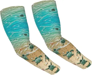 Cute Sea Turtles Sun Protection Arm Sleeve for Men Women Work Cooling Cover Sleeves for Cycling Fishing Gardening