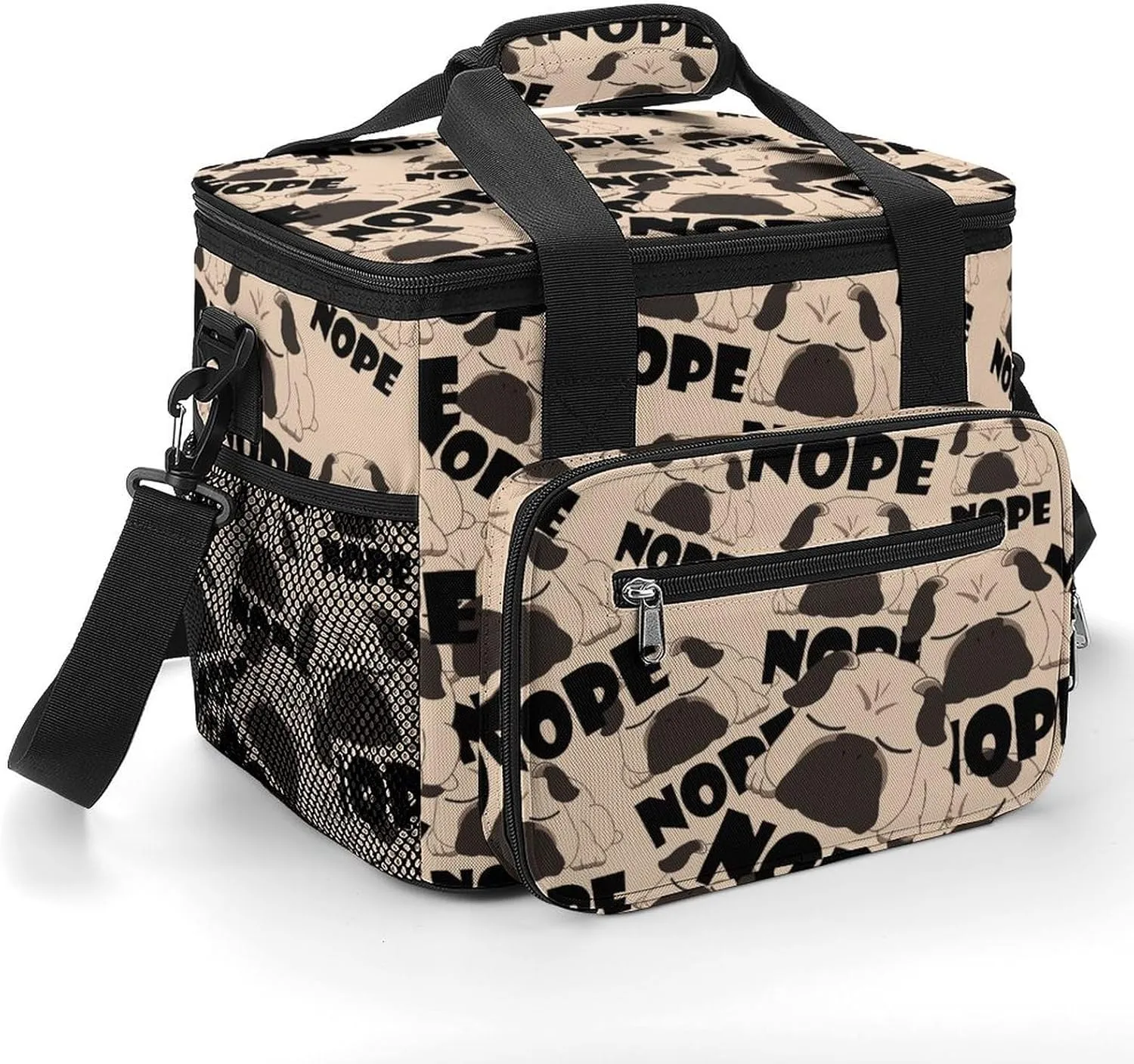 Cute Sleeping Pug Portable Cooler Bag Insulated Lunch Backpack Coolers Travel Picnic Beach Work