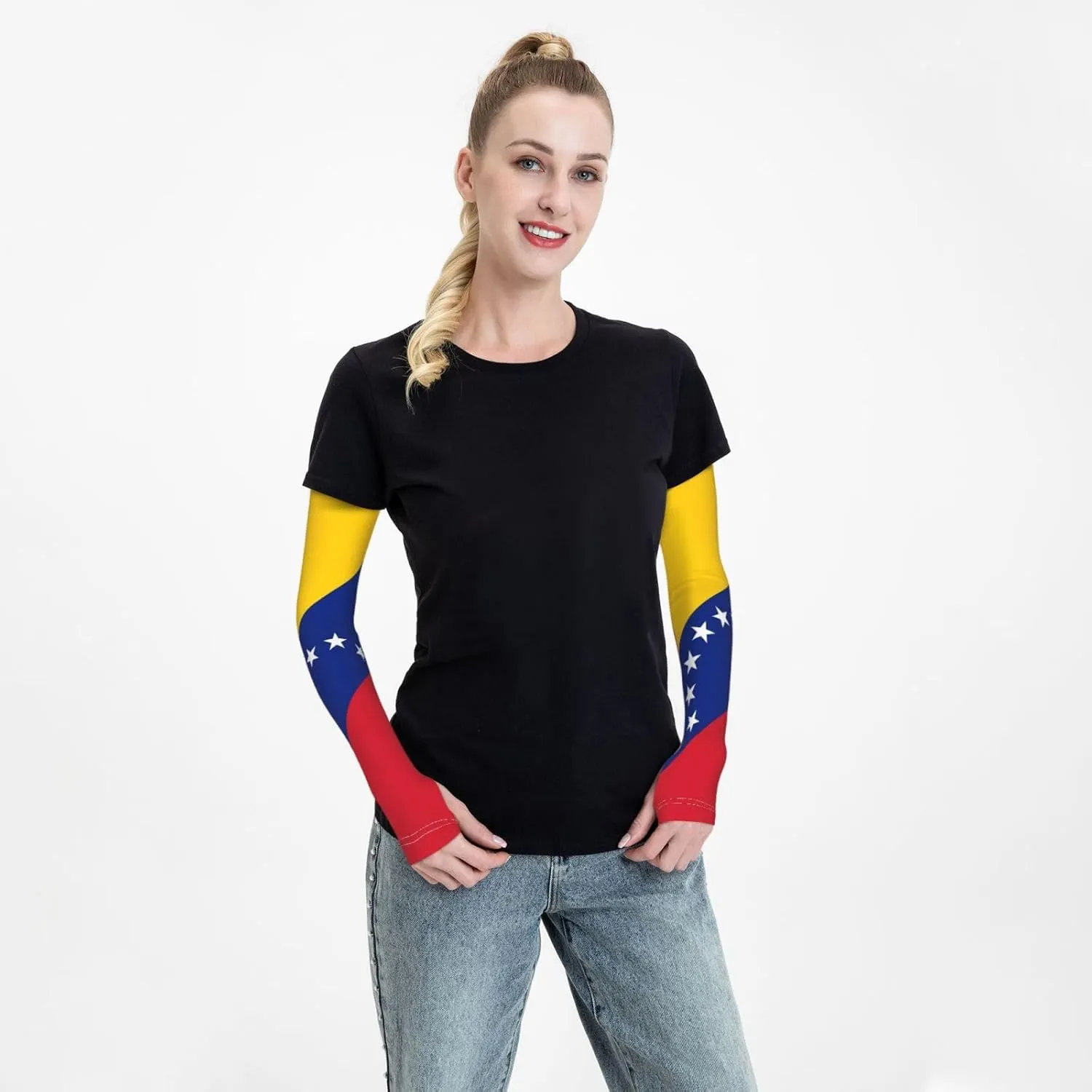 Cute Venezuela Flag Cooling Arm Sleeves Sun Protection Unisex for Sports, Camping, Cycling, Hiking, Travel