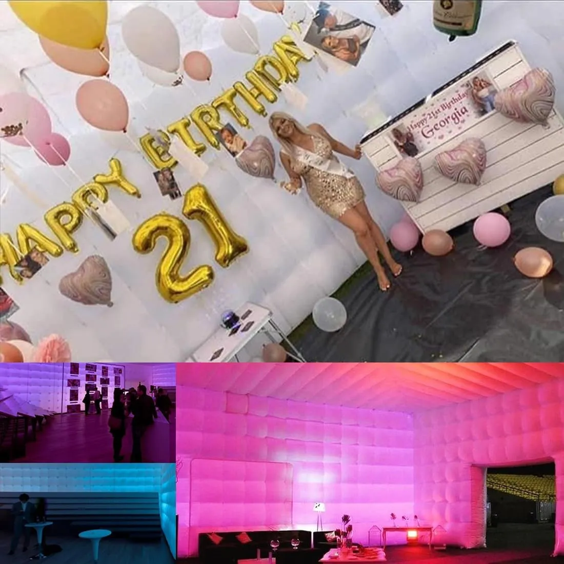CZGBRO Inflatable Nightclub, Portable Air Cube Tent, Inflatable Night Club Square Gazebo Event Room Tent House for Event Exhibition Wedding Business/Private Use(White, 20 * 16.5 * 14FT)