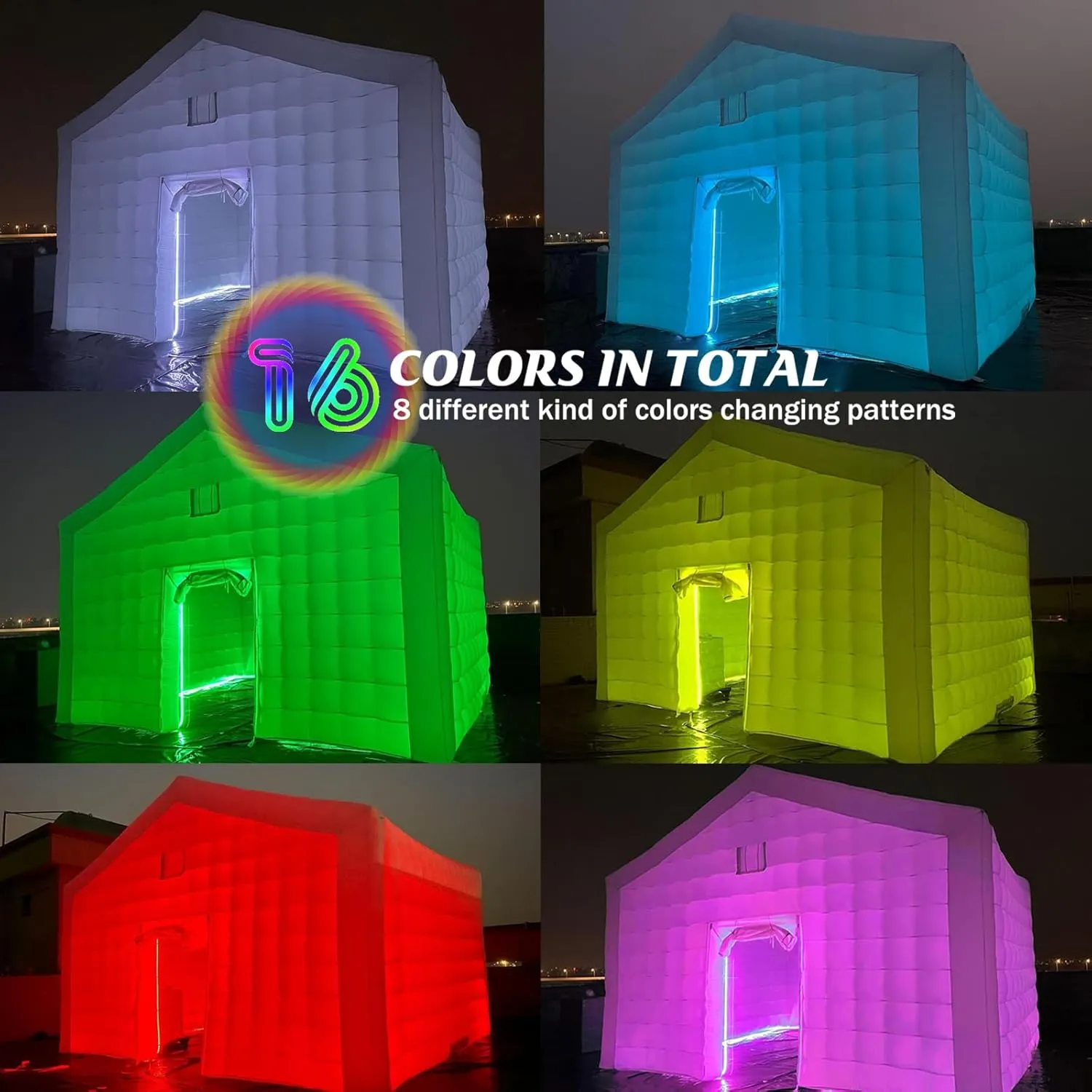 CZGBRO Inflatable Nightclub, Portable Air Cube Tent, Inflatable Night Club Square Gazebo Event Room Tent House for Event Exhibition Wedding Business/Private Use(White, 20 * 16.5 * 14FT)