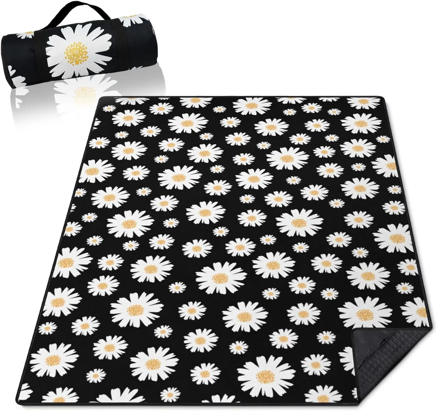 Daisy Picnic Blankets Waterproof Foldable60’‘x80'', Flowers Floral Portable Outdoor Picnic Mat Water Resistant for Grass,Padded Lawn & Park Blanket for Camping,Daisy Stuff Decor