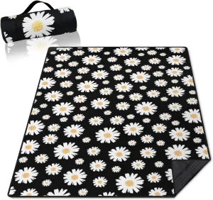 Daisy Picnic Blankets Waterproof Foldable60’‘x80'', Flowers Floral Portable Outdoor Picnic Mat Water Resistant for Grass,Padded Lawn & Park Blanket for Camping,Daisy Stuff Decor