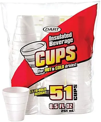 DART Cup Insulated 8.5OZ, White, 51/Bag, 24 Bags/Carton