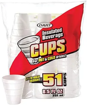 DART Cup Insulated 8.5OZ, White, 51/Bag, 24 Bags/Carton