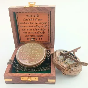 DAYOL'X Trust in The Lord -Proverbs 3: 5-6 Compass in Wooden Box - Graduation Gifts for Him, Birthday Gifts for Men, Son, Husband - Inspirational, Motivational, Christmas, 2024 Unique Office Decor