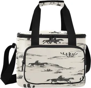 Desert Horseback Riding Insulated Lunch Bag,Leakproof Cooler Bag Large Lunch Box Perfect for Picnics, Beach Trips, Camping & Outdoor Activities