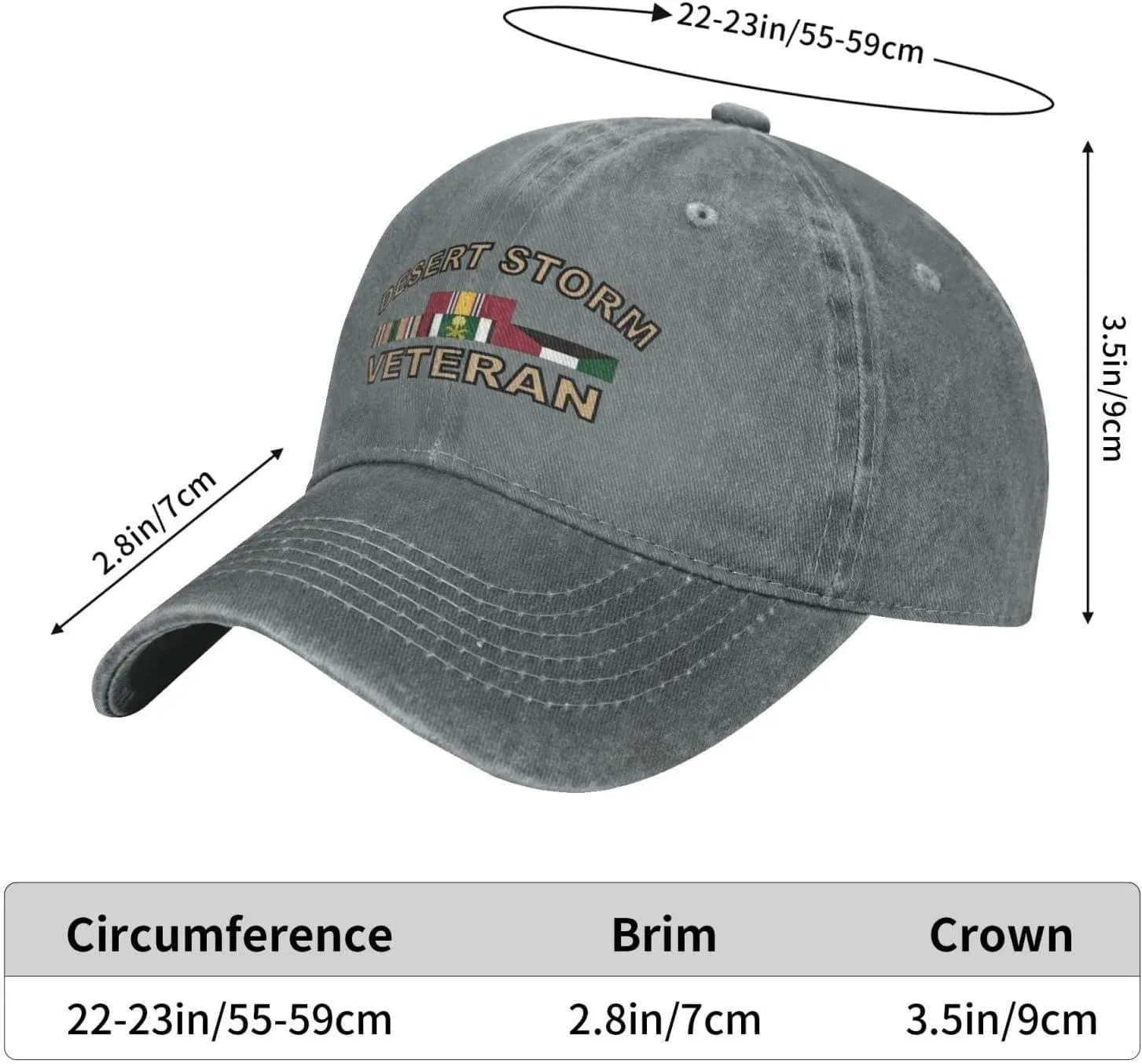 Desert Storm Veteran Hat Mens Womens Christmas Cycling Cap Unisex Casquette Cowboy Baseball Caps Gray