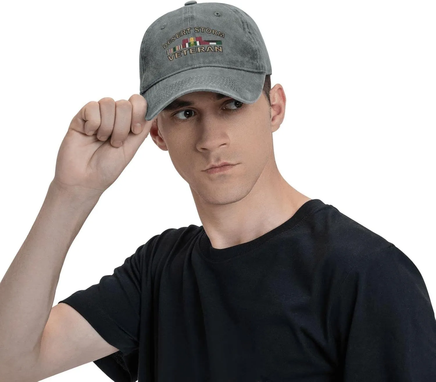Desert Storm Veteran Hat Mens Womens Christmas Cycling Cap Unisex Casquette Cowboy Baseball Caps Gray