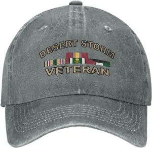 Desert Storm Veteran Hat Mens Womens Christmas Cycling Cap Unisex Casquette Cowboy Baseball Caps Gray