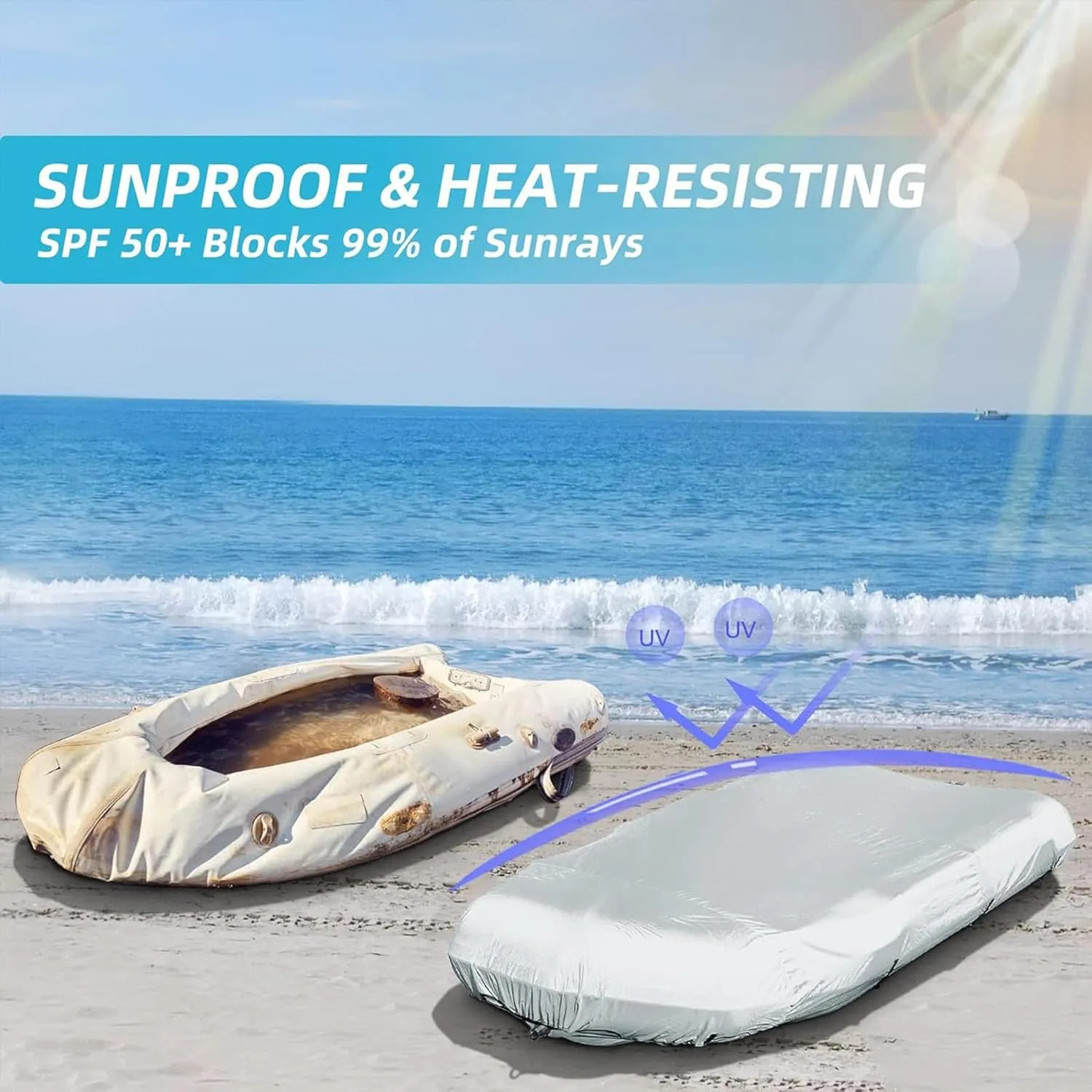 Dinghy Covers 7 Sizes Boat Tarp UV Resistant Boat Covers for Small Inflatable and Rigid Inflatable Boats,230 * 165 * 46cm