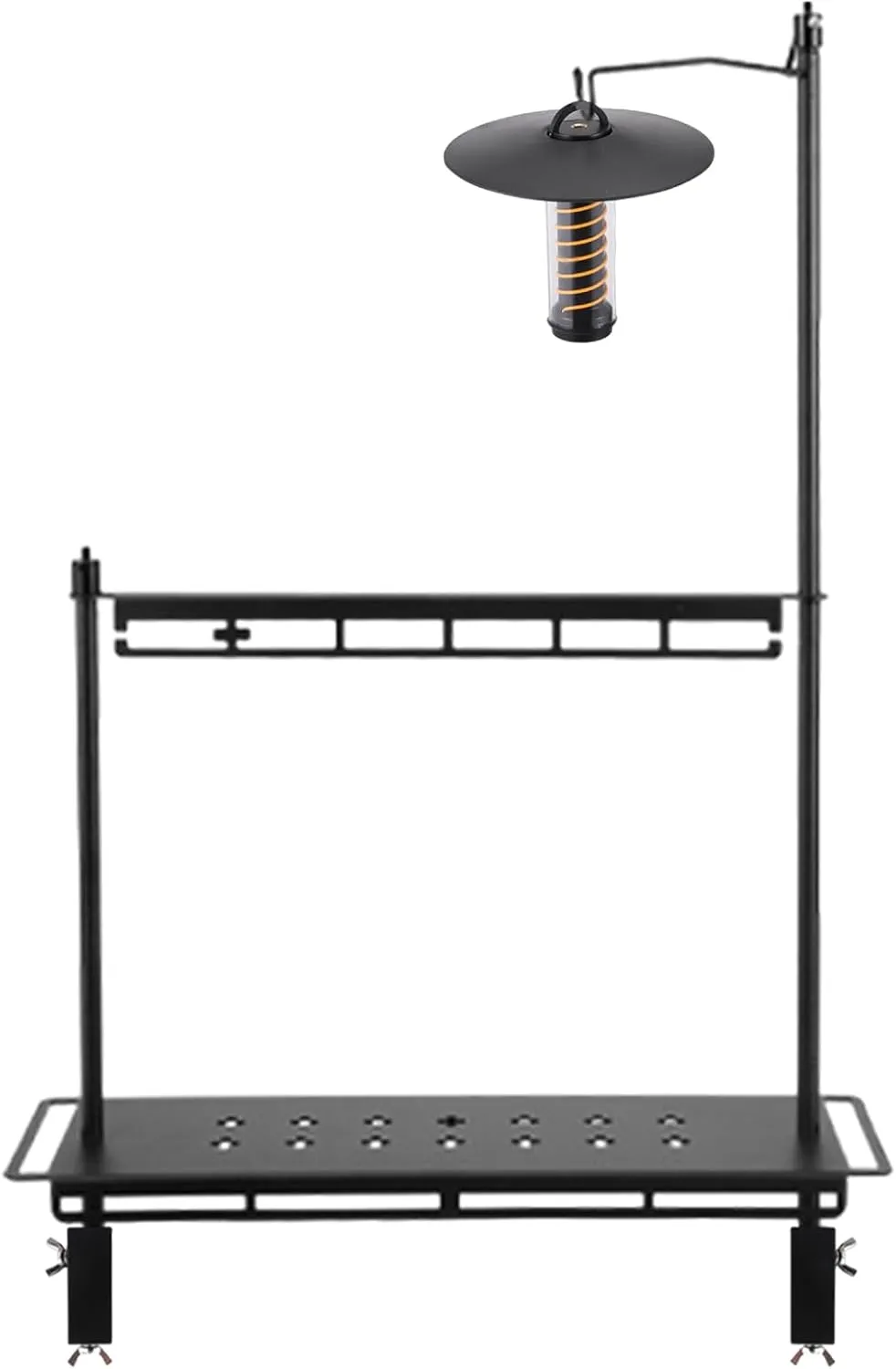 Display Rack, Camping Foldable Storage Rack, Multifunctional Aluminum Lightweight Folding Table Stand, with Lantern Stand, Outdoor Camping Table lamp Hanger (B)