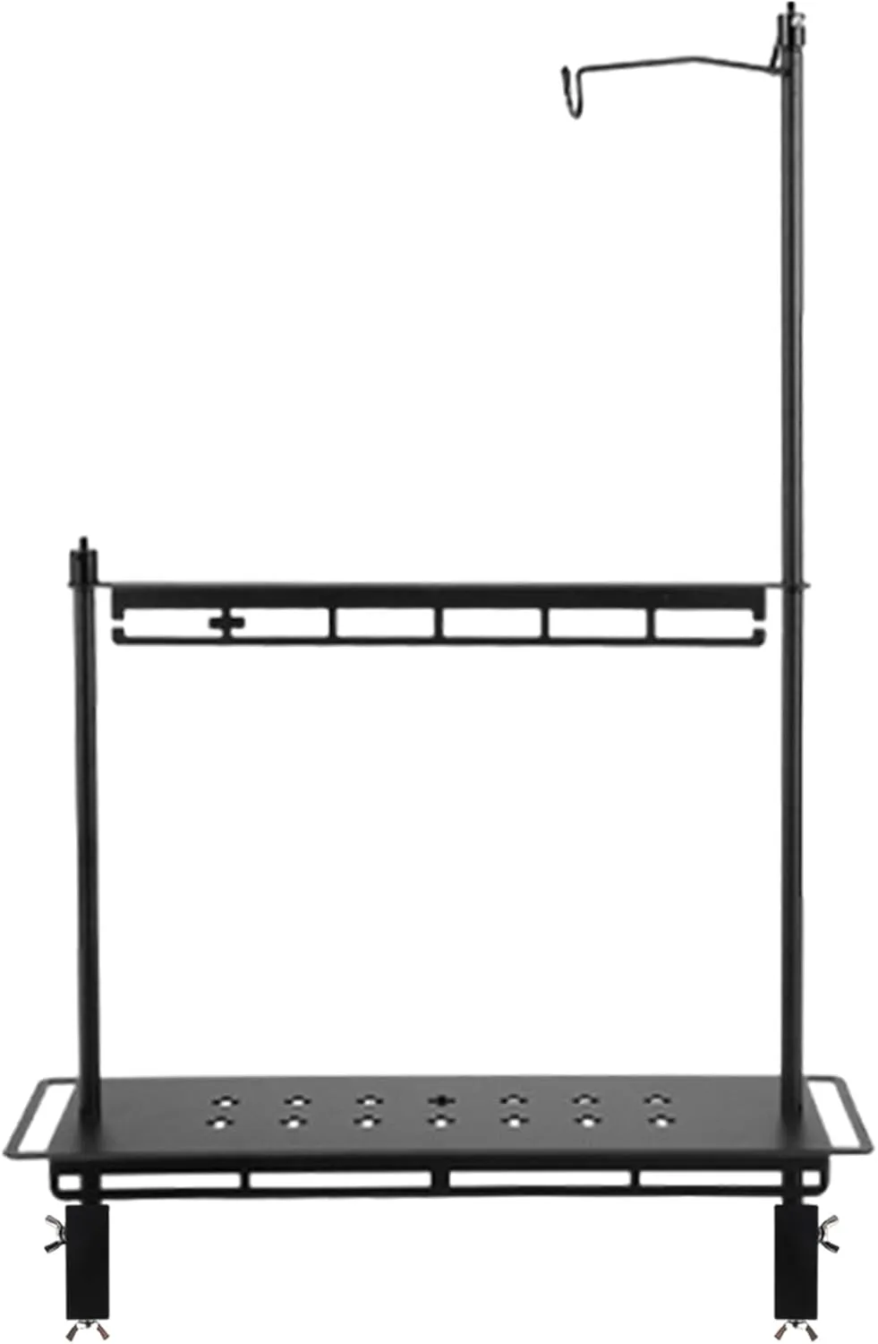 Display Rack, Camping Foldable Storage Rack, Multifunctional Aluminum Lightweight Folding Table Stand, with Lantern Stand, Outdoor Camping Table lamp Hanger (B)