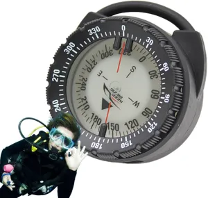 Dive Compass - Small Diving Compass with Pipe Clamp, Dive Compass Hose Mount | 50m Magnetic Lightweight Glowing Compass with Side Window for Water Sports, Camping, Hiking, Kayak, Canoe, Travel