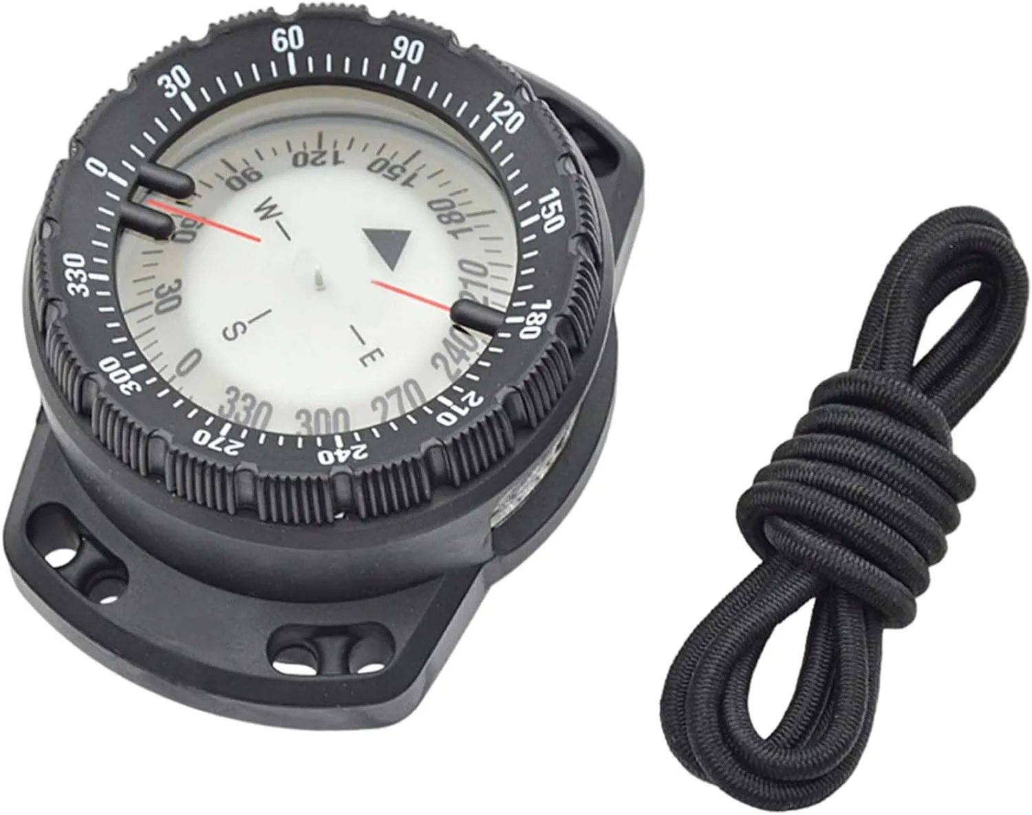 Dive Compass Surfing Luminous Underwater 50m Wrist Compass Night Vision Waterproof Navigation with Bungee Black, Pool Boat Compasses