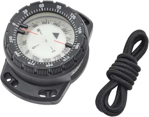 Dive Compass Surfing Luminous Underwater 50m Wrist Compass Night Vision Waterproof Navigation with Bungee Black, Pool Boat Compasses
