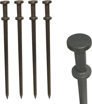 Double Head Tent Stakes - Heavy Duty Steel Tent Stakes, Versatile Ground Spikes to Anchor Commercial Inflatables, Party Tents, and Outdoor Camping Shelters, 3/4 x 24 Inch, 50-Pack