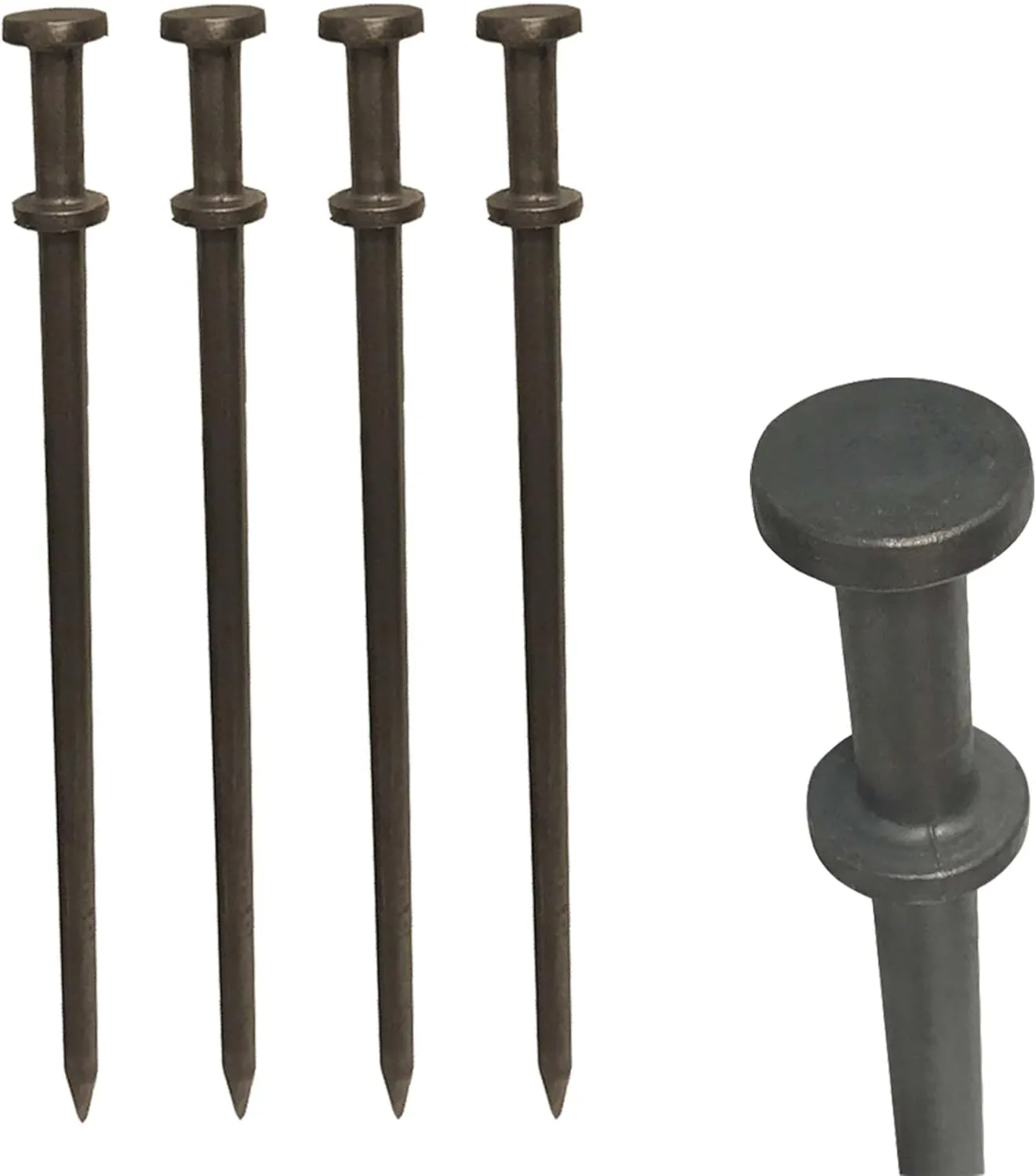 Double Head Tent Stakes - Heavy Duty Steel Tent Stakes, Versatile Ground Spikes to Anchor Commercial Inflatables, Party Tents, and Outdoor Camping Shelters, 3/4 x 24 Inch, 50-Pack