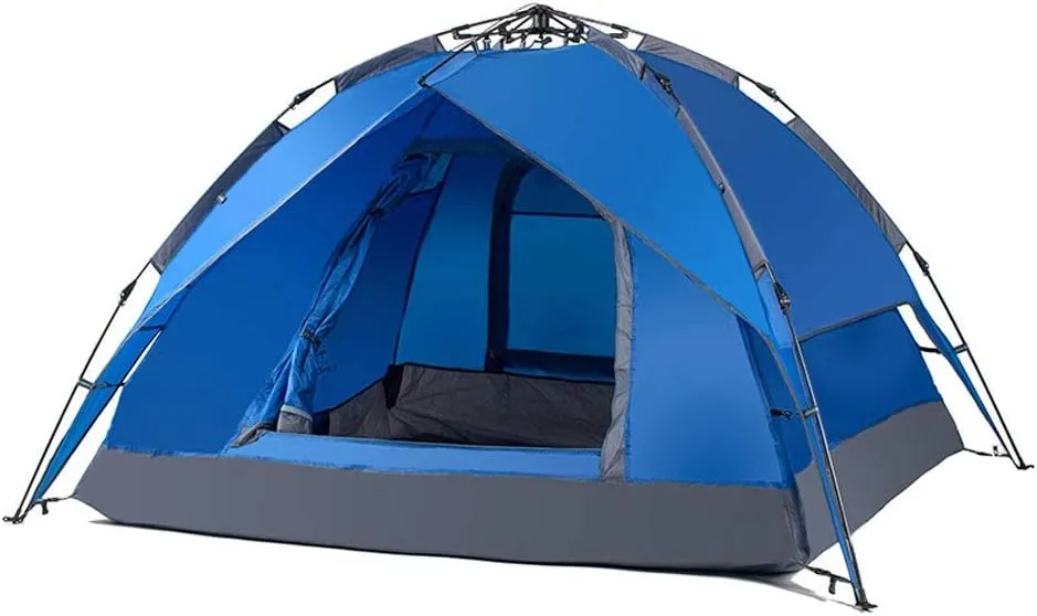 Double Layer Automatic Instant Setup Camping Tent 3-4 Person Family Tent Waterproof Foldable Tent for Hiking Travel