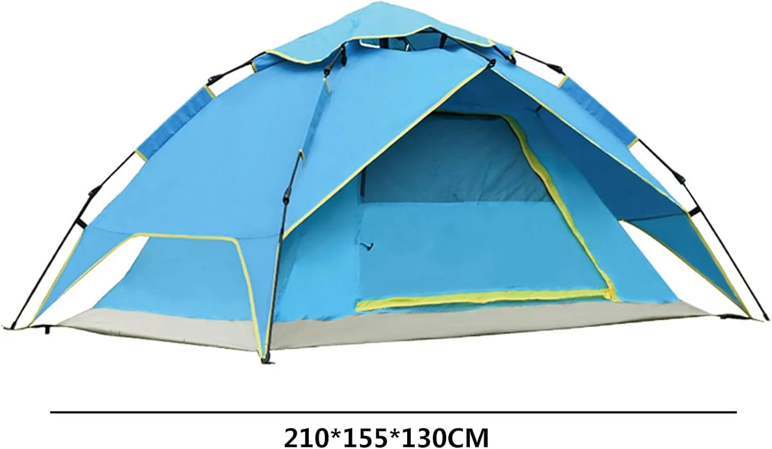 Double-Layer Fast Tent Double-Door Multi-Function Family Picnic Camping Hiking Tent That Accommodate 2-3 People Rain-Proof Sun-Proof Beach Awning (Color : Sky Blue, Size : 210 * 155 * 130CM)