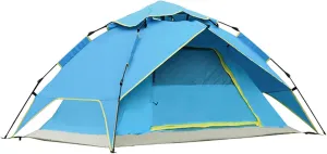 Double-Layer Fast Tent Double-Door Multi-Function Family Picnic Camping Hiking Tent That Accommodate 2-3 People Rain-Proof Sun-Proof Beach Awning (Color : Sky Blue, Size : 210 * 155 * 130CM)