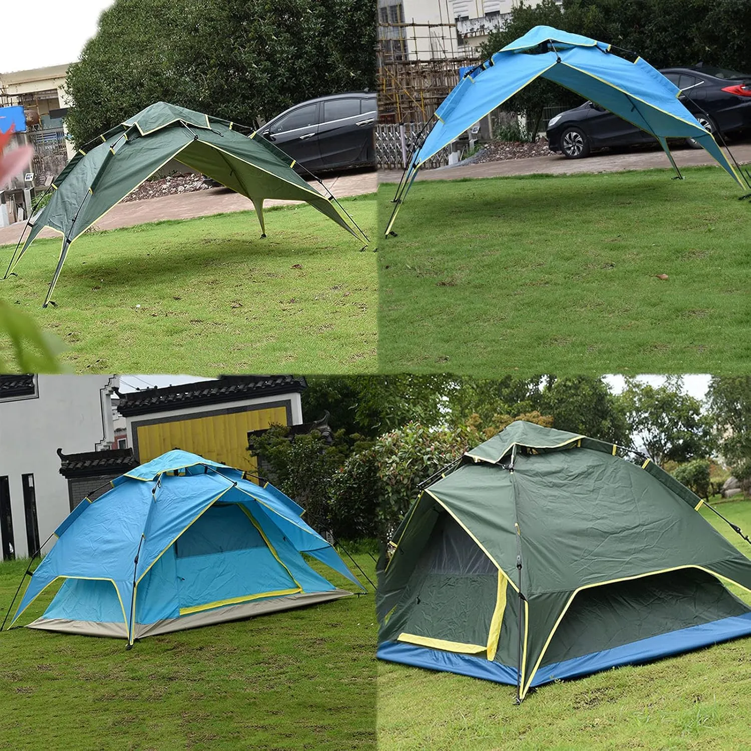 Double-Layer Fast Tent Double-Door Multi-Function Family Picnic Camping Hiking Tent That Accommodate 2-3 People Rain-Proof Sun-Proof Beach Awning (Color : Sky Blue, Size : 210 * 155 * 130CM)