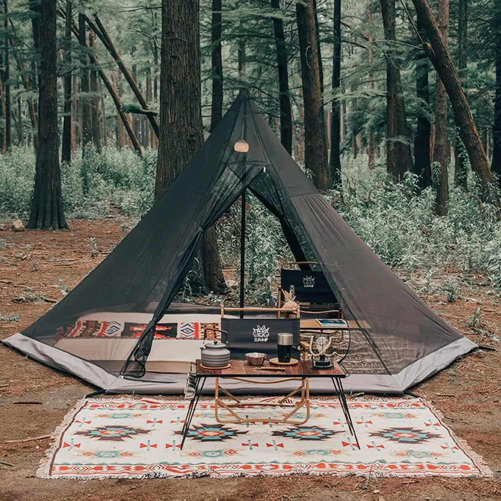 Double Layer Pyramid Tent Indian Teepee Tent for 5-8 Person Camping Backpacking Hiking Mountaineering Heated Shelter