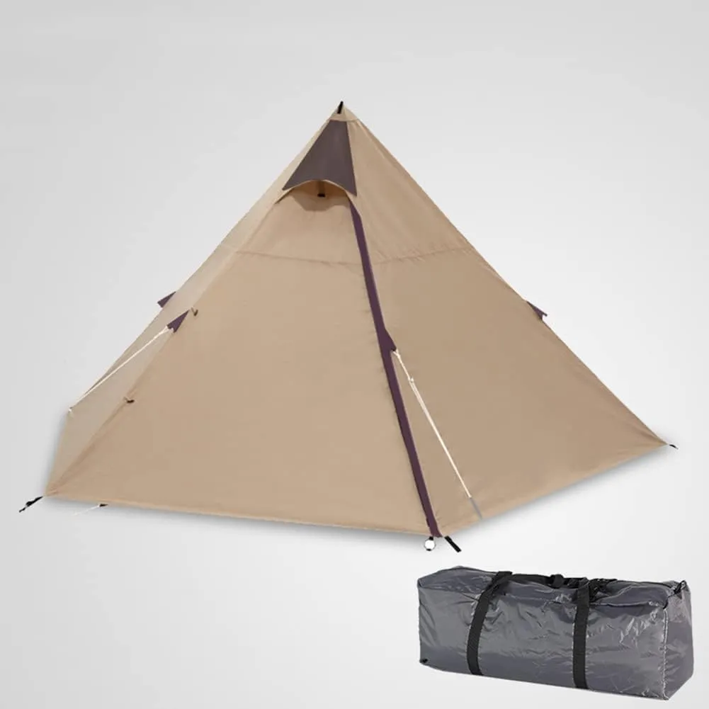 Double Layer Pyramid Tent Indian Teepee Tent for 5-8 Person Camping Backpacking Hiking Mountaineering Heated Shelter