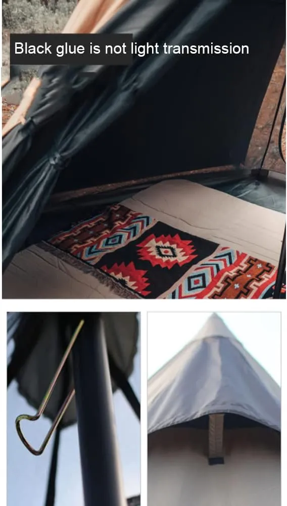 Double Layer Pyramid Tent Indian Teepee Tent for 5-8 Person Camping Backpacking Hiking Mountaineering Heated Shelter