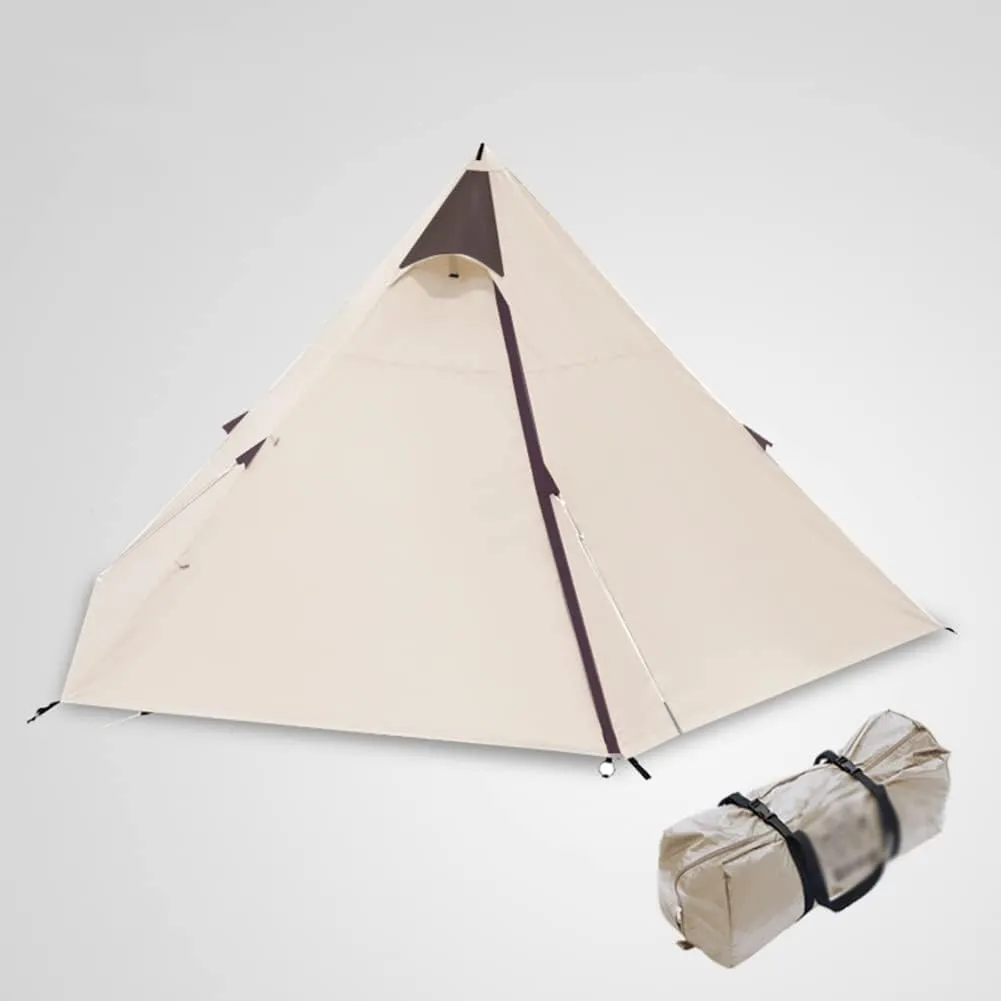 Double Layer Pyramid Tent Indian Teepee Tent for 5-8 Person Camping Backpacking Hiking Mountaineering Heated Shelter