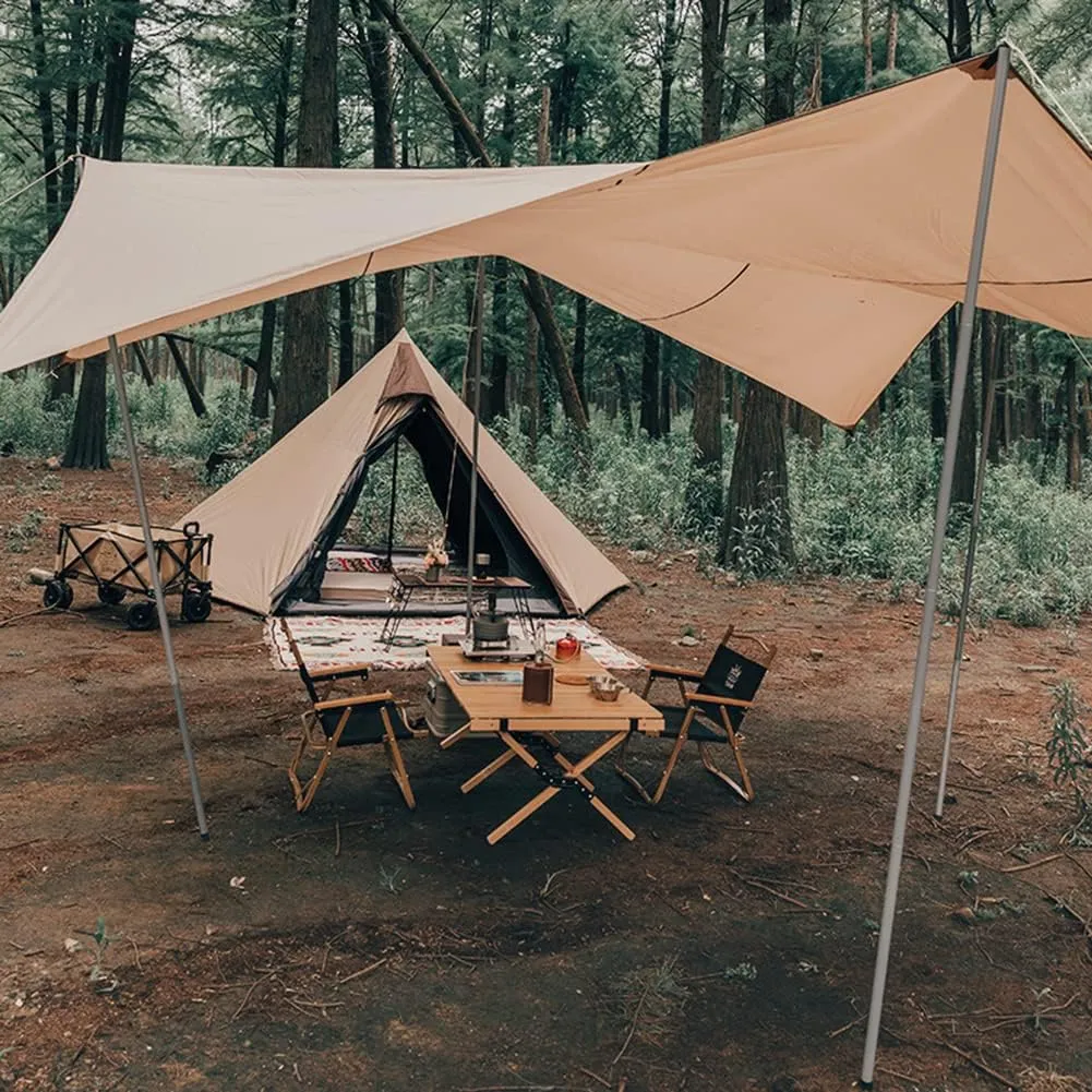 Double Layer Pyramid Tent Indian Teepee Tent for 5-8 Person Camping Backpacking Hiking Mountaineering Heated Shelter