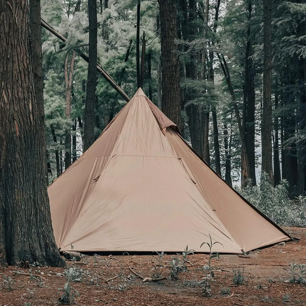 Double Layer Pyramid Tent Indian Teepee Tent for 5-8 Person Camping Backpacking Hiking Mountaineering Heated Shelter