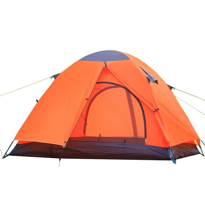 Double-layer waterproof windproof ultralight portable camping tent with aluminum poles