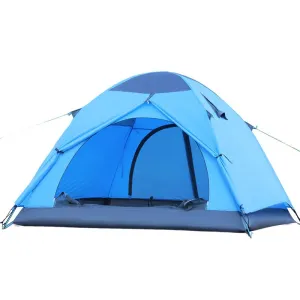 Double-layer waterproof windproof ultralight portable camping tent with aluminum poles