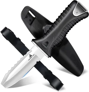 DRAGON RIOT Dive Knife with Sheath & Leg Straps Saltwater, Ultra Sharp Diving Knife with Knife Holster, Double Edged Scuba Knife for Snorkeling, Spearfishing, Diving