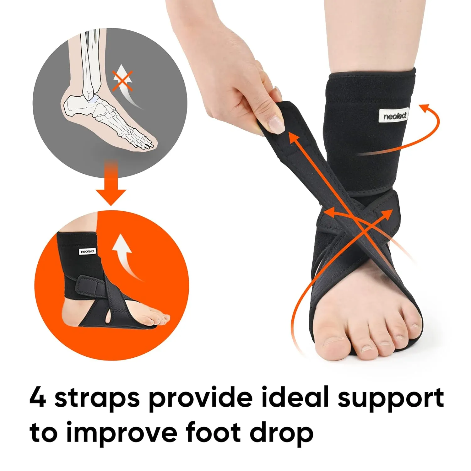 Drop Foot Brace - Adjustable AFO Ankle Brace for Walking & Stroke Recovery, Breathable Material for Ankle and Foot Support, Comfortable Design (Large/Left)
