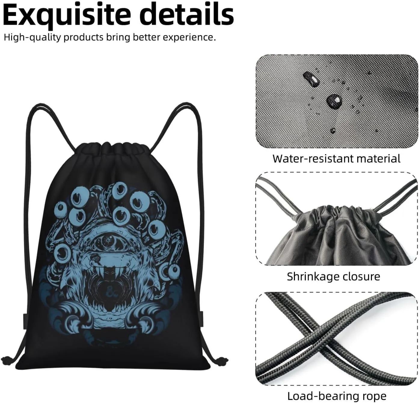Dungeons Game Drawstring Backpack Dragons Sports Gym Bag Foldable Bag For Beach Yoga Medium