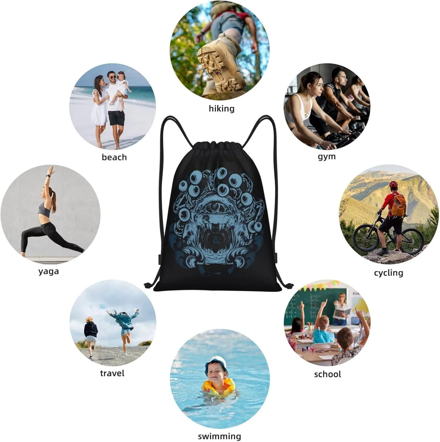 Dungeons Game Drawstring Backpack Dragons Sports Gym Bag Foldable Bag For Beach Yoga Medium