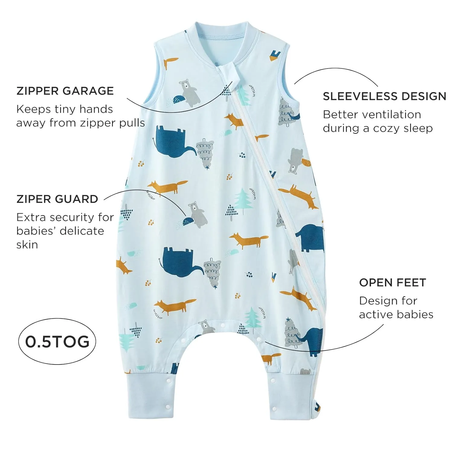 Duomiaomiao 2 Pack 0.5 TOG Toddler Sleep Sack 24-36 Months 100% Cotton Lightweight Baby Sleep Sack with Feet, Breathable Comfy Toddler Wearable Blanket